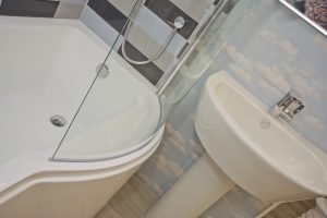 Bathroom black & white 3 exhibit by Ocean Bathrooms By Design showroom picture in Salisbury Wiltshire