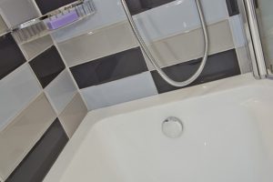 Bathroom black & white 2 exhibit by Ocean Bathrooms By Design showroom picture in Salisbury Wiltshire
