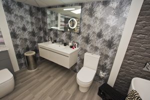 Corner exhibit by Ocean Bathrooms By Design showroom picture in Salisbury Wiltshire
