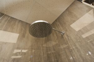 Shower head close up from Ocean Bathrooms By Design showroom picture in Salisbury Wiltshire