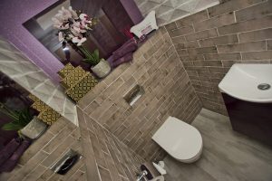 Toilet and tiled walls and basin display 5 by Ocean Bathrooms By Design in Salisbury