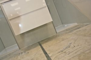 marble floor angle display by Ocean Bathrooms By Design in Salisbury